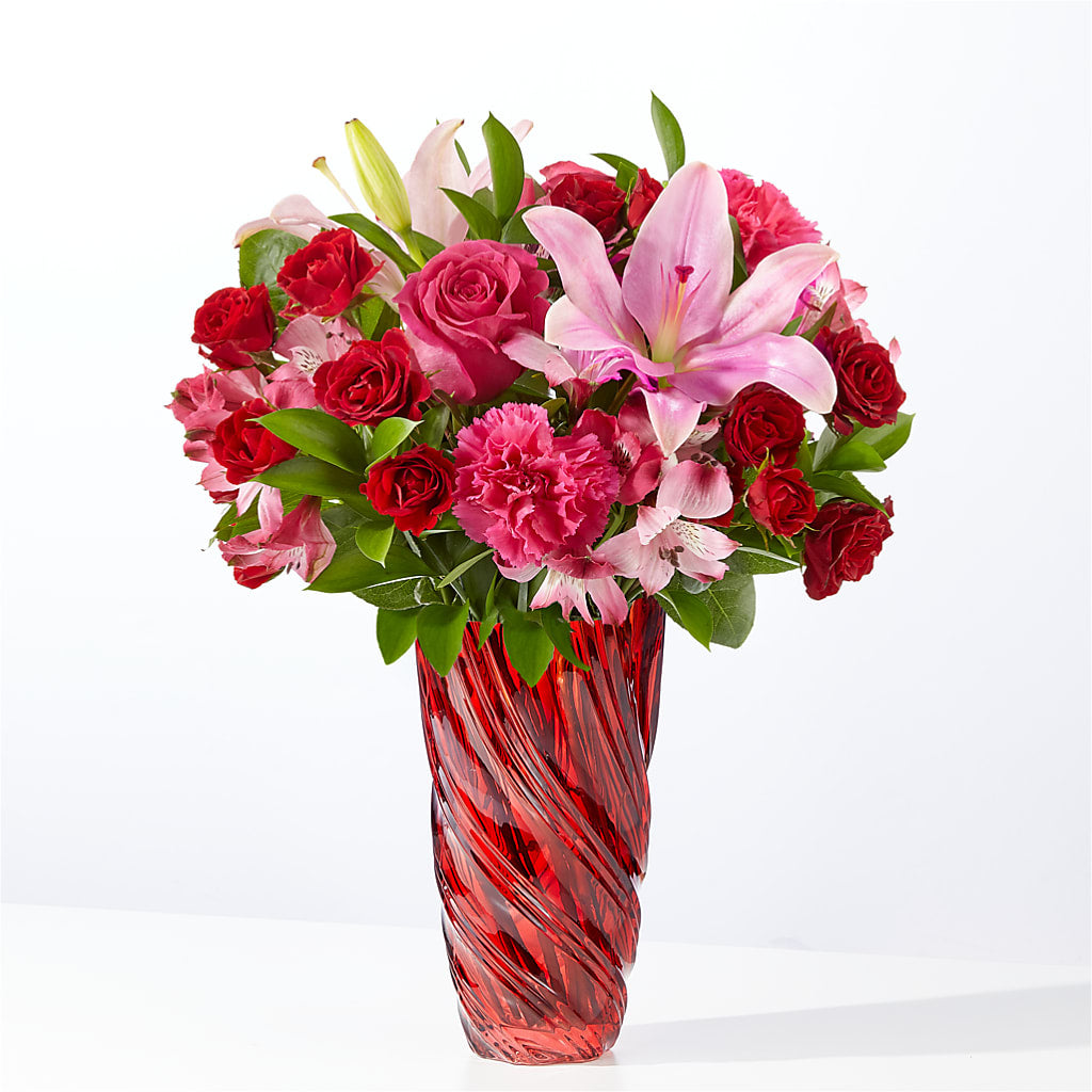 In Love Bouquet with Luxe Swirl Vase – My Sisters Garden, Higginsville MO