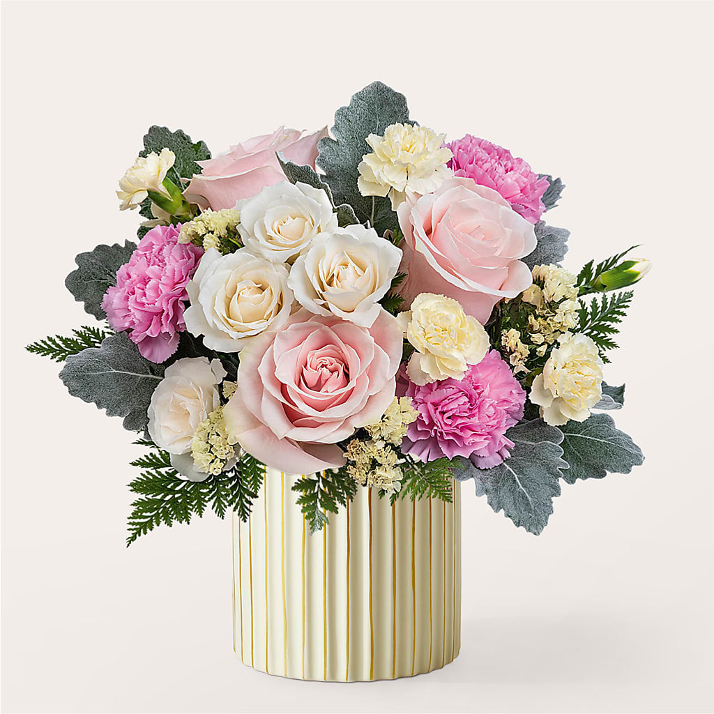 Blissful Moments Bouquet with Ivory Vase – My Sisters Garden, Higginsville MO