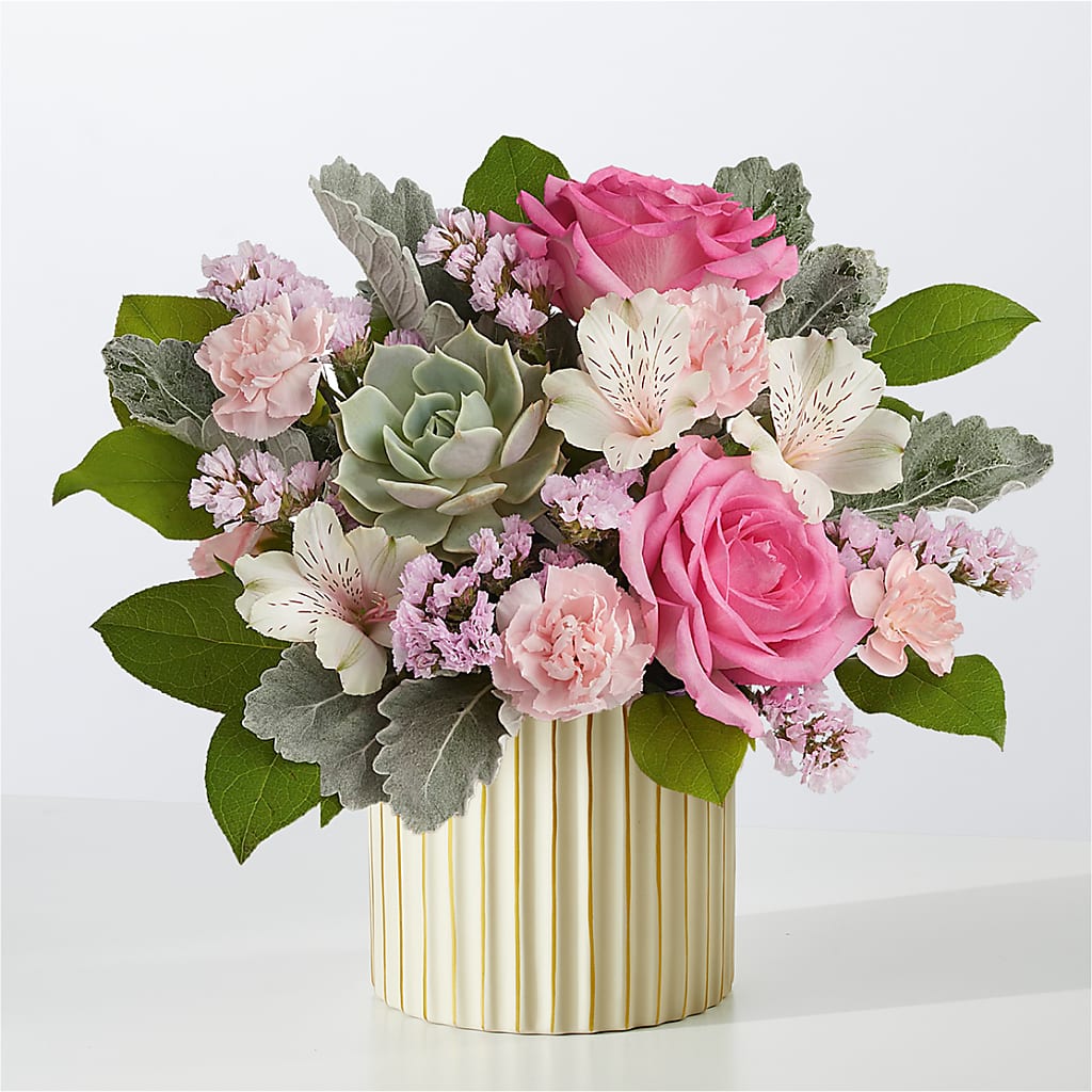 Dusty Rose Bouquet with Ivory Vase – My Sisters Garden, Higginsville MO