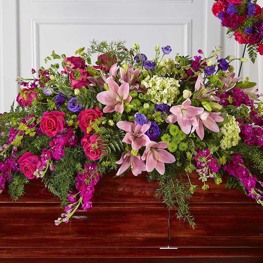Radiant Tribute Casket Spray – My Sisters Garden, Higginsville MO