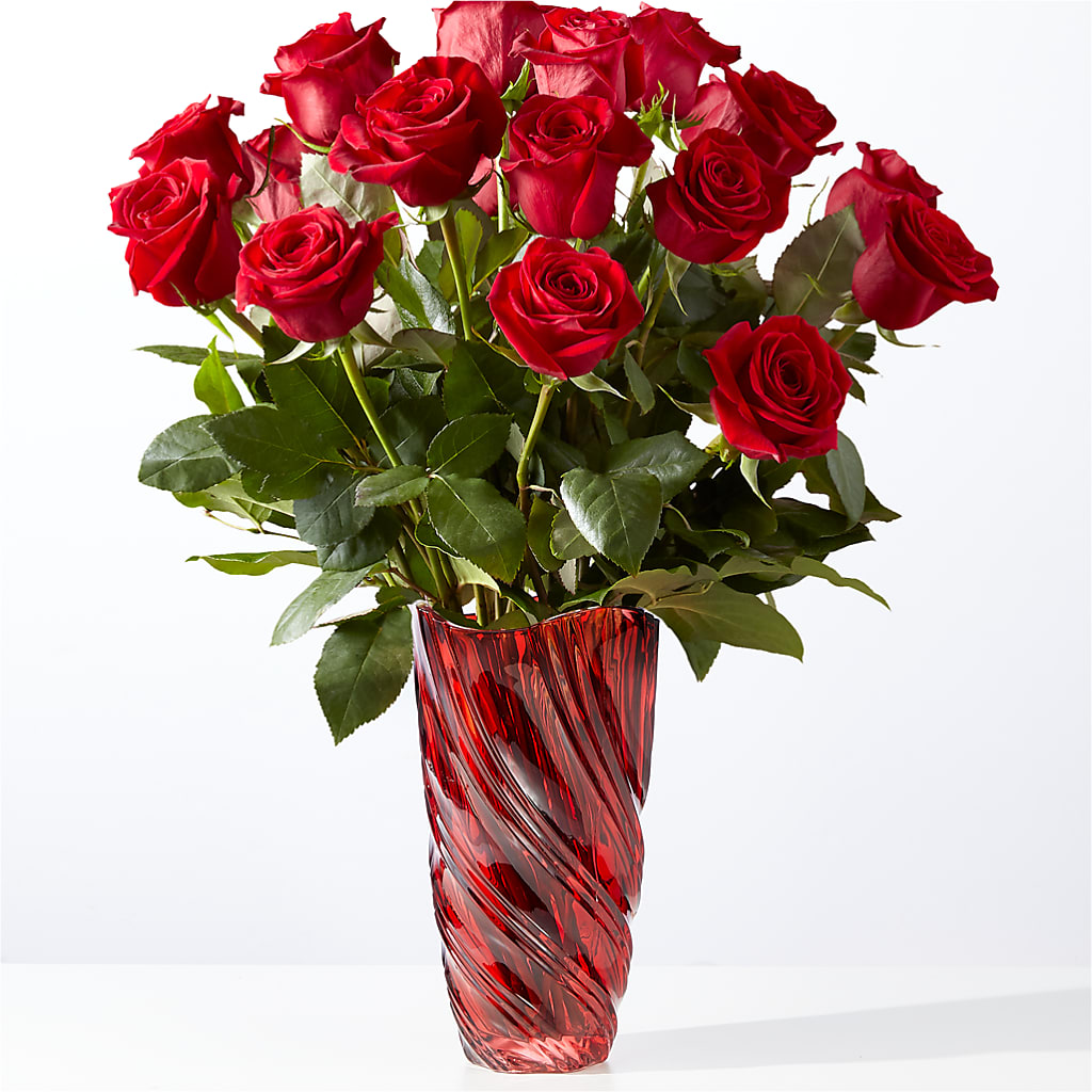 Classic Love Red Rose Bouquet with Luxe Swirl Vase – My Sisters Garden, Higginsville MO