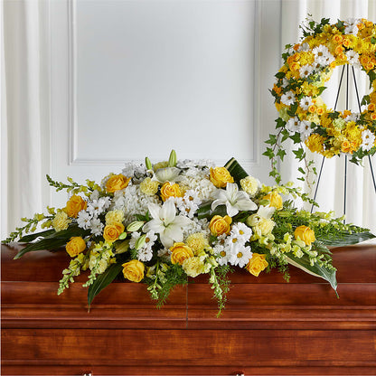 Golden Harmony Casket Spray –  My Sisters Garden, Higginsville MO