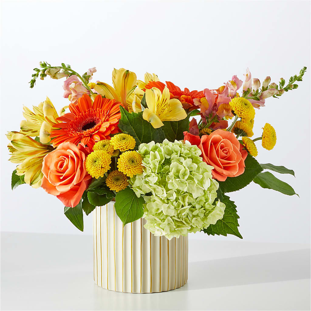 Autumn Sunshine Bouquet with Ivory Vase –  My Sisters Garden, Higginsville MO
