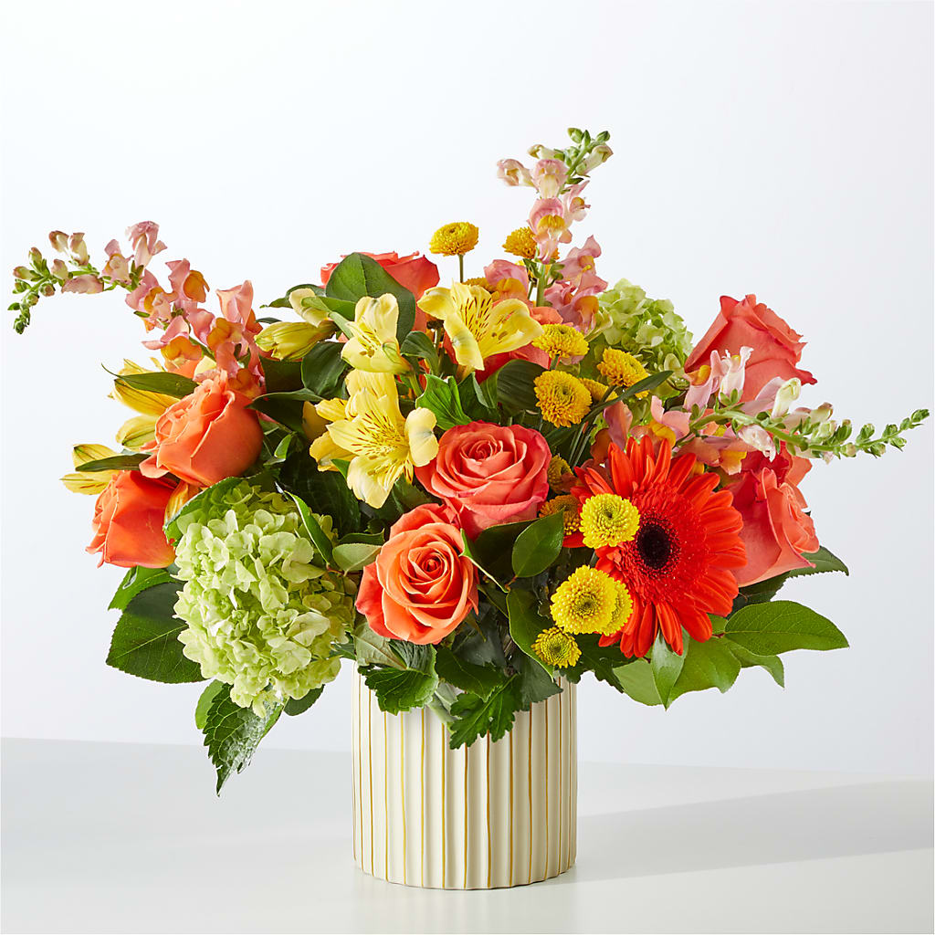 Autumn Sunshine Bouquet with Ivory Vase –  My Sisters Garden, Higginsville MO