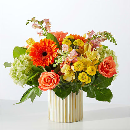 Autumn Sunshine Bouquet with Ivory Vase –  My Sisters Garden, Higginsville MO