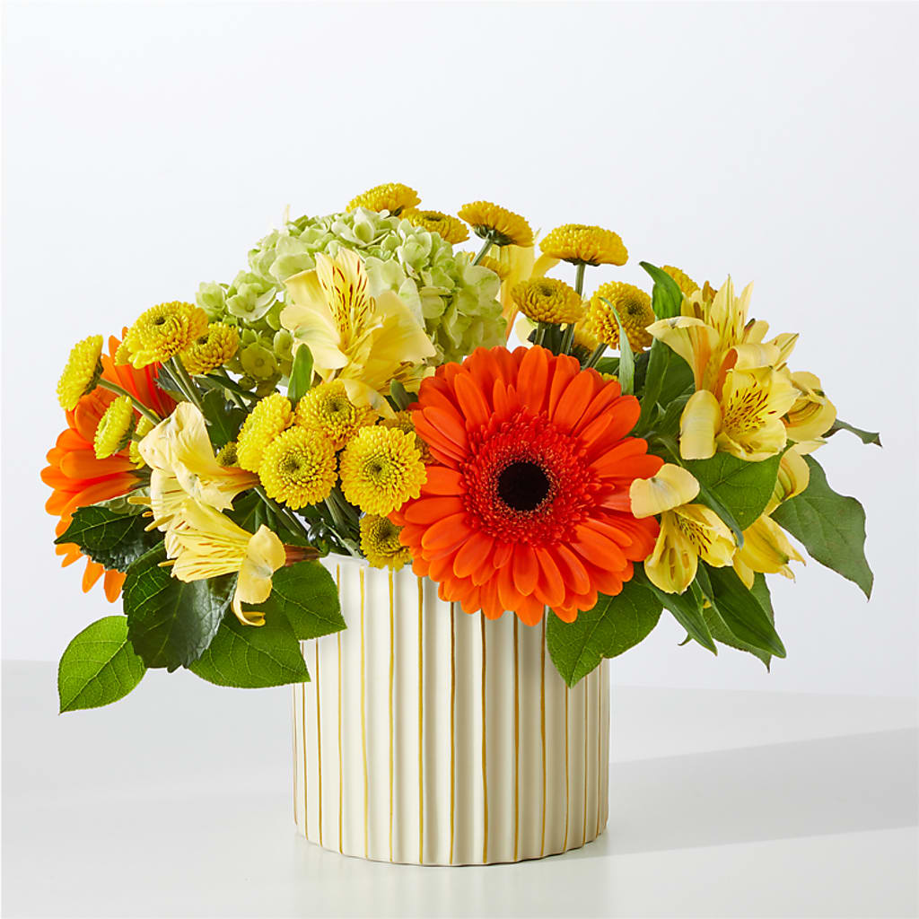 Autumn Sunshine Bouquet with Ivory Vase –  My Sisters Garden, Higginsville MO