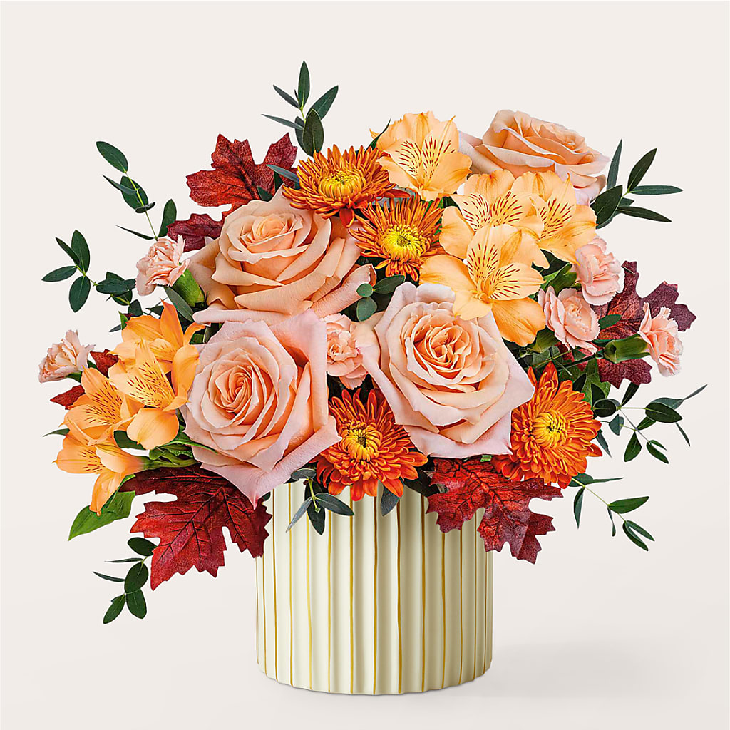 Spiced Latte Bouquet with Ivory Vase –  My Sisters Garden, Higginsville MO