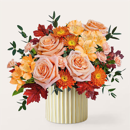 Spiced Latte Bouquet with Ivory Vase –  My Sisters Garden, Higginsville MO