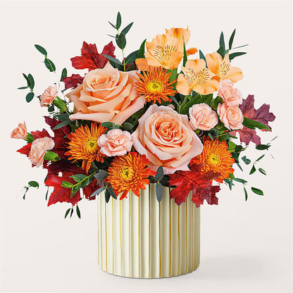 Spiced Latte Bouquet with Ivory Vase –  My Sisters Garden, Higginsville MO