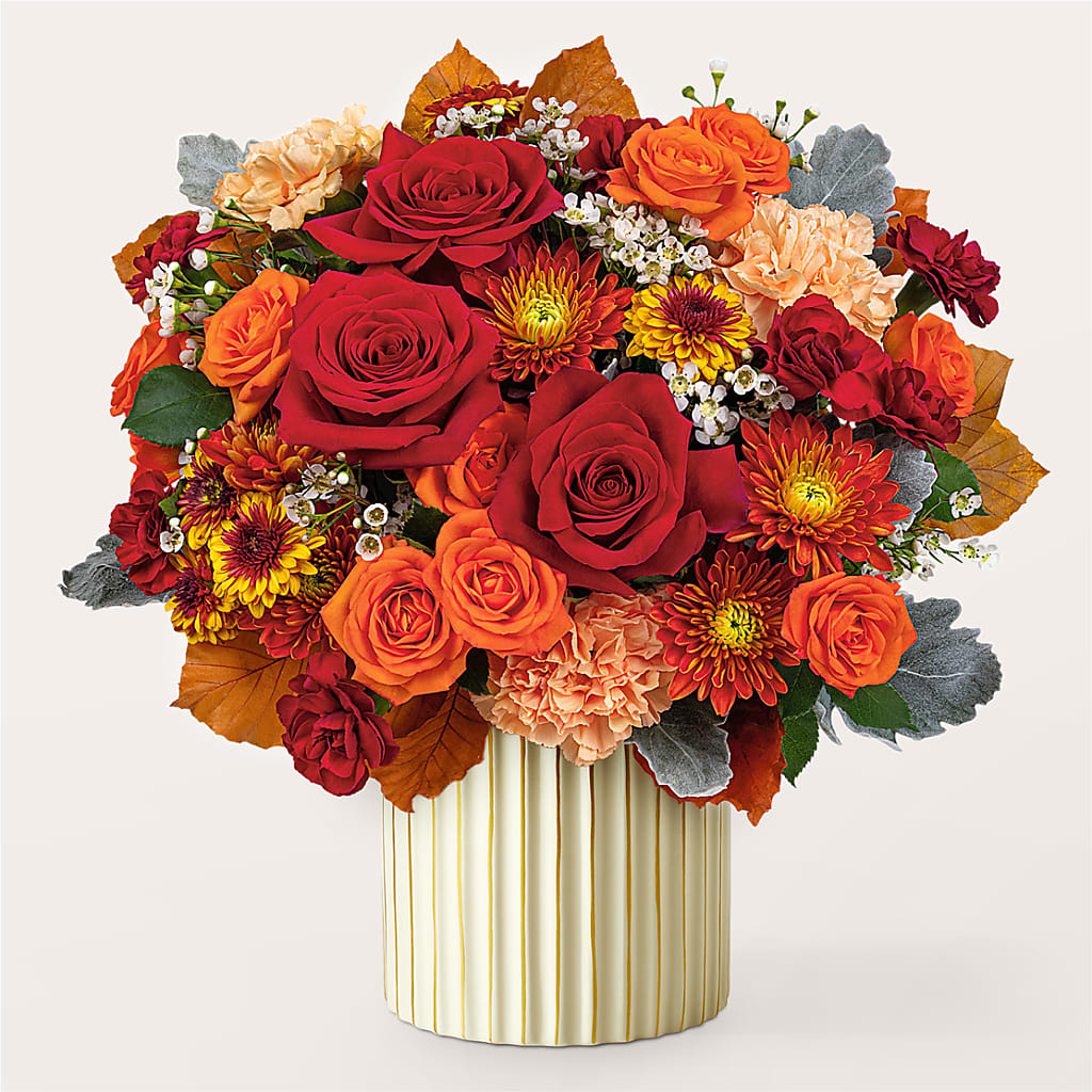 Merlot Bouquet with Ivory Vase –  My Sisters Garden, Higginsville MO