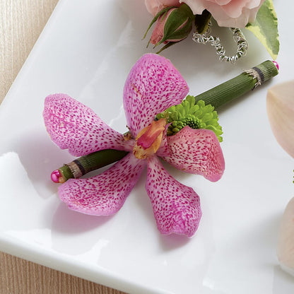 Pink Mokara Boutonniere –  My Sisters Garden, Higginsville MO